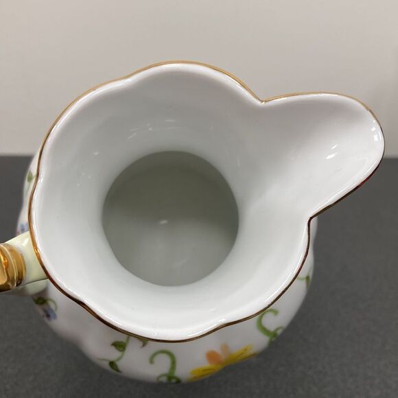 Lissi Kaplan Giftcraft China Crocus Sugar Pot & Creamer with Gold Top and Rim - Picture 6 of 16